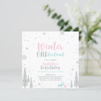 Silver Winter Onederland 1st First Birthday Invita