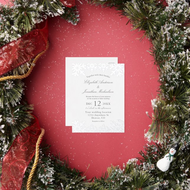 Silver Winter Snowflake Wedding Foil Invitation Postcard (Insitu)
