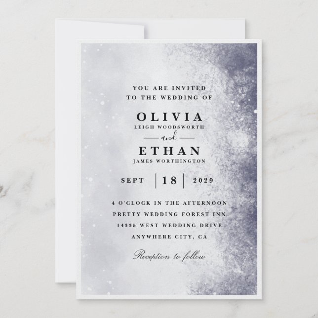 Silver winter wedding invitations (Front)