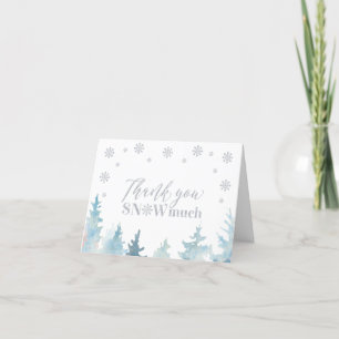 Silver Winter Wonderland Birthday Photo Thank You Card