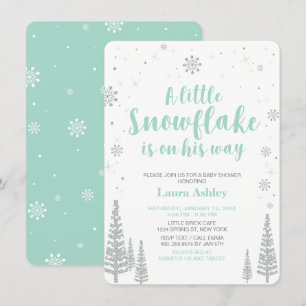 Silver Winter Wonderland, Boy Baby Shower,4.5x6.25 Invitation
