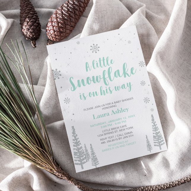 Silver Winter Wonderland, Boy Baby Shower/Sprinkle Invitation (Creator Uploaded)