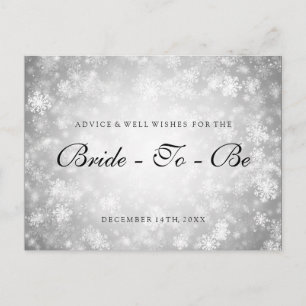 Silver Winter Wonderland Bridal Shower Advice Invitation Postcard