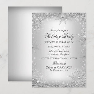 Silver Winter Wonderland Christmas Holiday Party Invitation
