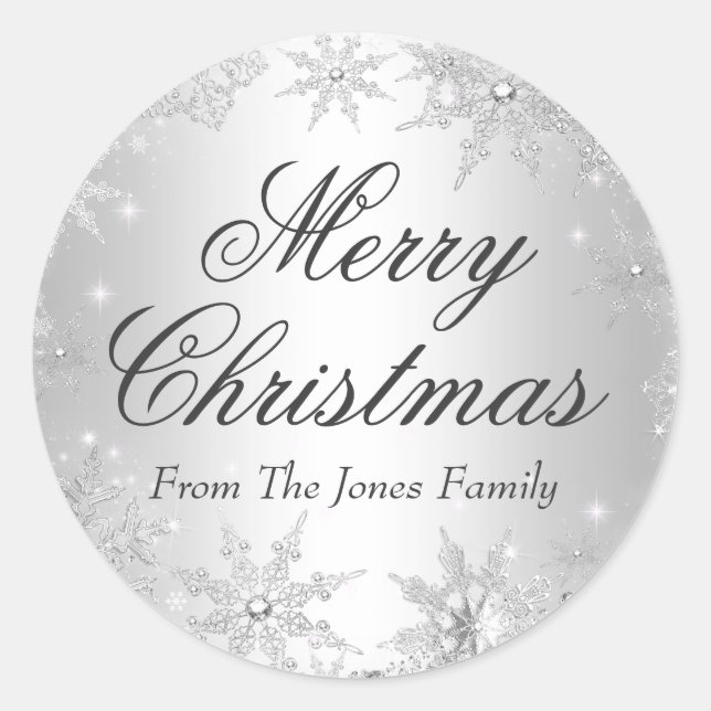 Silver Winter Wonderland Christmas Holiday Sticker (Front)