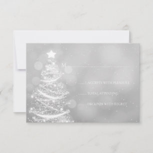 Silver Winter Wonderland Christmas Wedding  RSVP Card