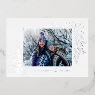 Silver Winter Wonderland Holiday Photo Foil Card