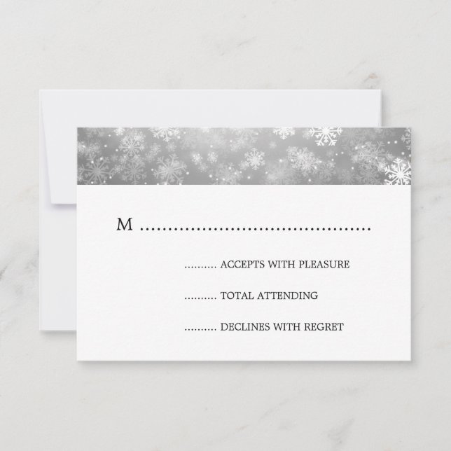 Silver Winter Wonderland Mariage élégant RSVP (Devant)