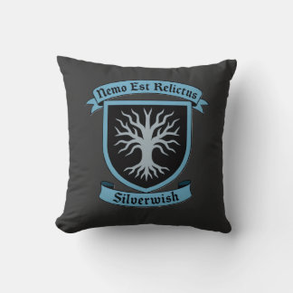 Silver Wish Guild crest & Moto Black&Blue Version Throw Pillow
