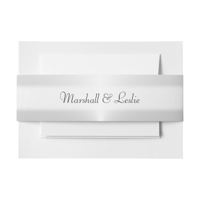 Silver with Text Invitation Belly Band (Front Example)