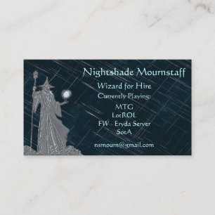 Silver Wizard on Night Sky Business Card