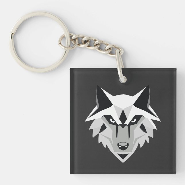 silver wolf head keychain (Front)