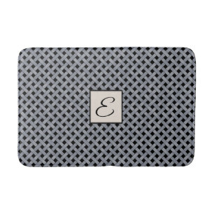 Silver Woven Rattan on Custom Colour with Monogram Bath Mat