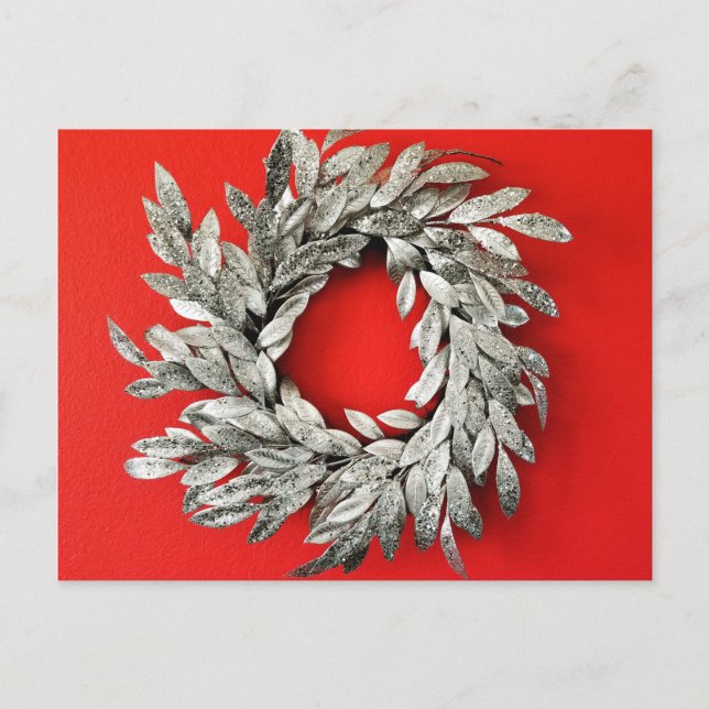 Silver Wreath Christmas Postcard (Front)
