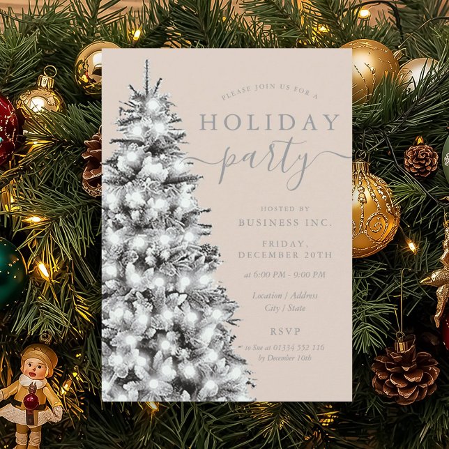 Silver Xmas Tree Corporate Holiday Champagne Invitation (Silver Xmas Tree Corporate Holiday Champagne Invitation)