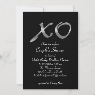 Silver XO's Couple's Shower Invitation