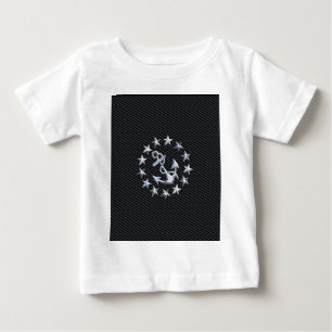 Silver Yacht Naval Flag on Charcoal Grille Baby T-Shirt