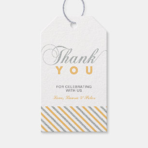 Silver & Yellow Modern Party Favour Thank You Ta Gift Tags