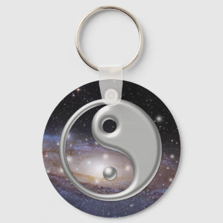 Silver Ying Yang Galaxy Space Keychain