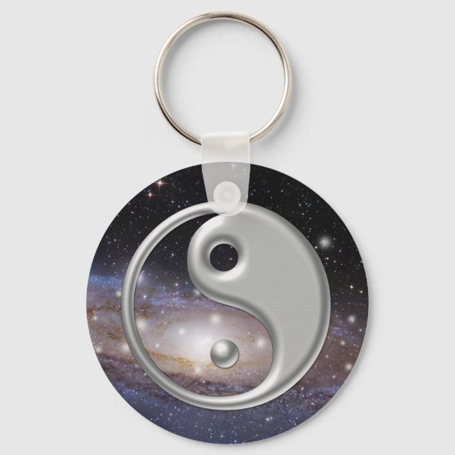 Silver Ying Yang Galaxy Space Keychain (Front)