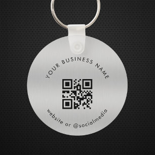 Silver   Your Custom Business Qr Code Scan Keychain