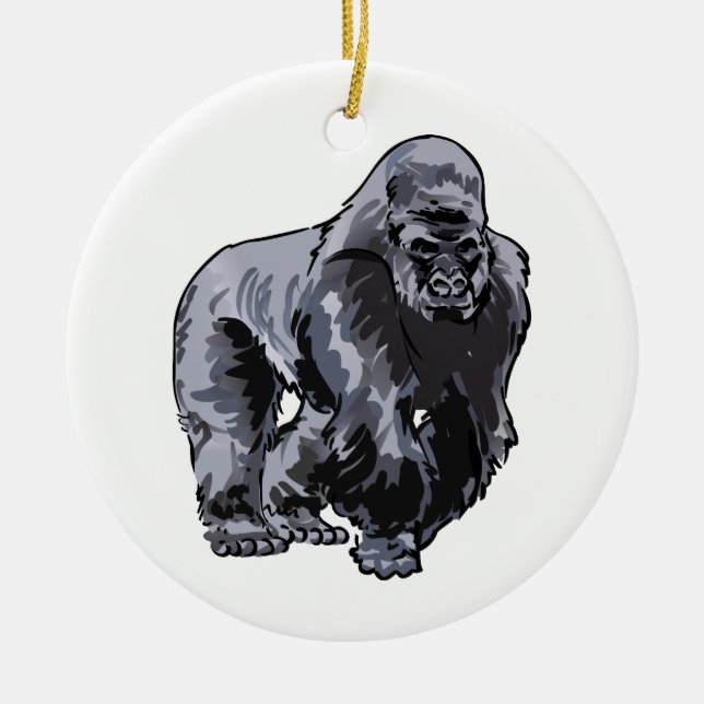 Silverback Gorilla Ceramic Ornament (Front)