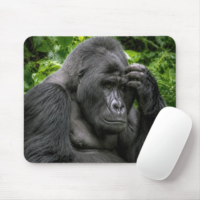 Silverback Gorilla Deep In Thought Mouse Pad (With Mouse)
