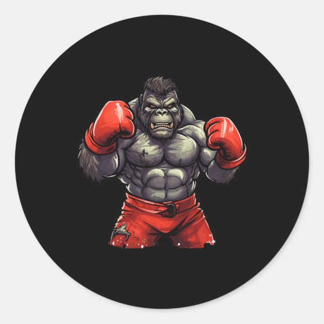 Silverback Gorilla Gym Apparel Body Building Boxin Classic Round Sticker (Front)