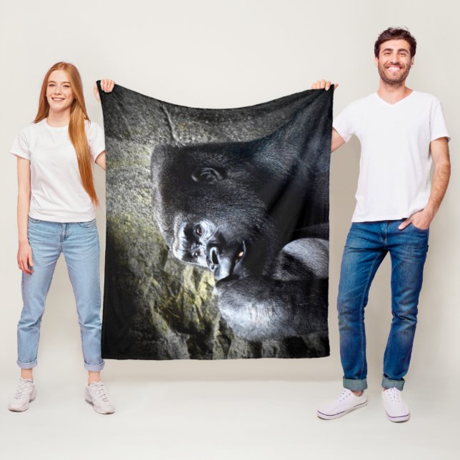 Silverback Gorilla in Deep Thought Fleece Blanket (In Situ)