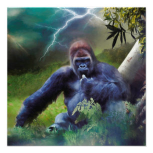SILVERBACK GORILLA JUNGLE ENLIGHTENMENT PHOTO PRINT