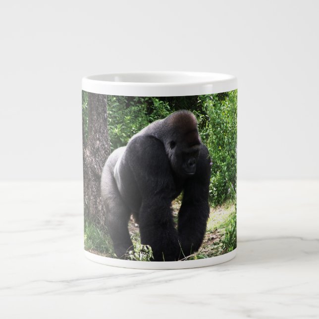 Silverback Male Gorilla walking head down.jpg Large Coffee Mug (Front)
