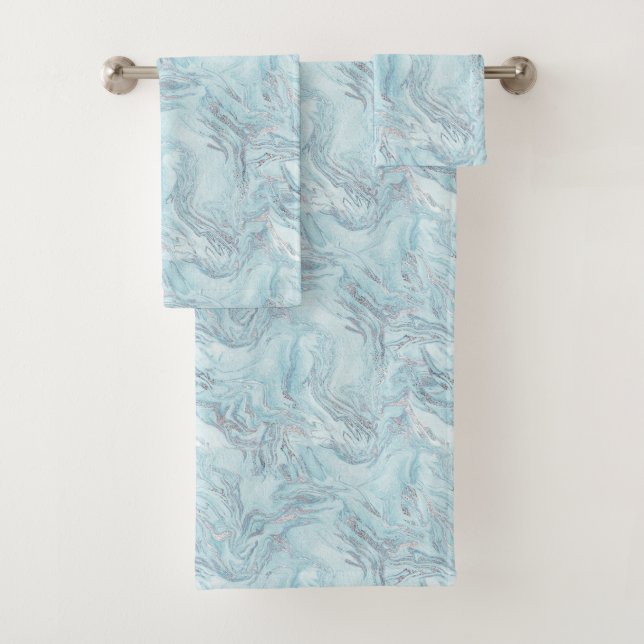 SilverBlue Marble Bath Towel Set (Insitu)