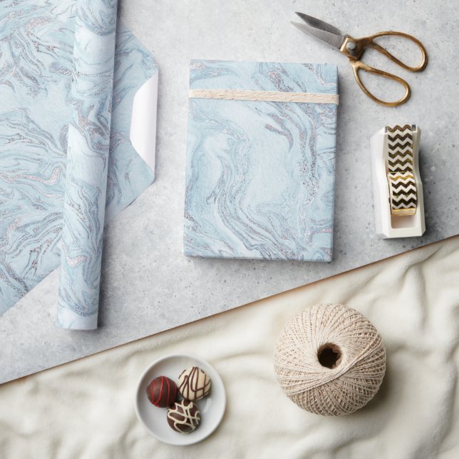 SilverBlue Marble Wrapping Paper (Crafts)
