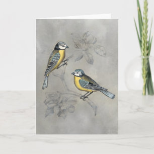 Silvered Aviary Bird Couple Card
