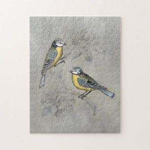 Silvered Aviary Bird Couple Jigsaw Puzzle