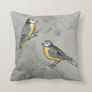 Silvered Aviary Bird Couple Throw Pillow