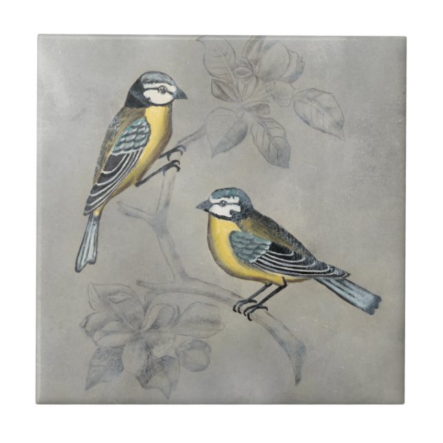 Silvered Aviary | Bird Couple Tile (Front)
