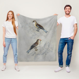 Silvered Aviary   Two Birds Fleece Blanket