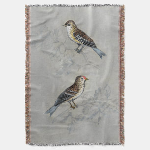 Silvered Aviary Two Birds Throw Blanket