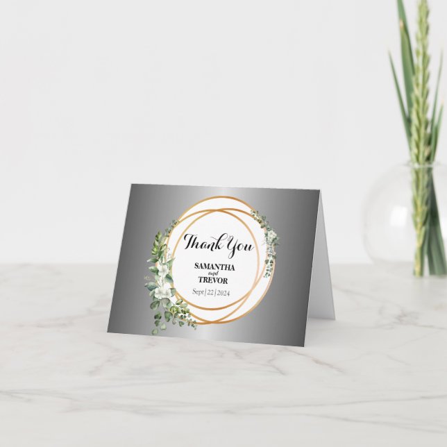 Silvered Sprigs: Personalized Botanical Thank You (Front)