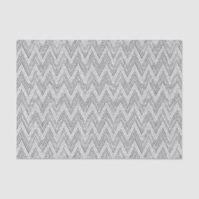 SilverFaux Glitter Zigzag Chevron Pattern Tissue Paper (Front)