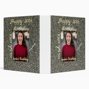 Silverglitter photo 20th birthday add name date binder