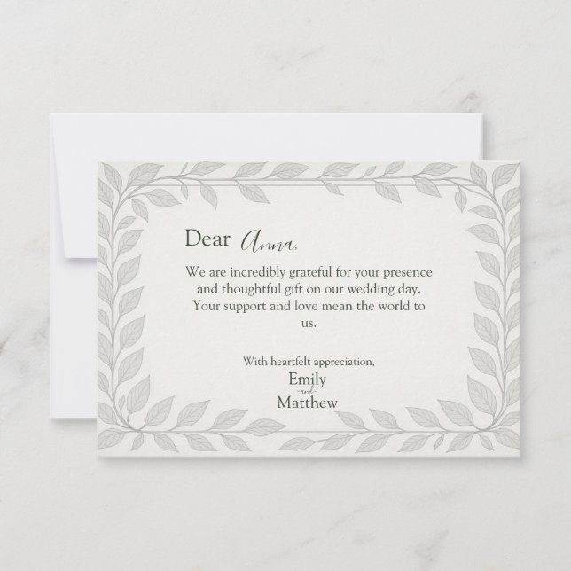 Silverleaf Elven Wedding Thank You Card (Front)