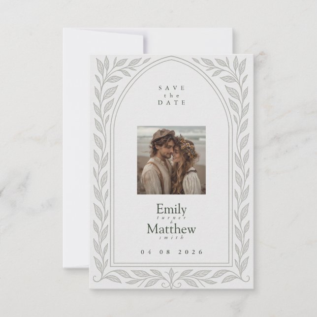 Silverleaf Elven Wedding – Woodland Theme Save The Date (Front)