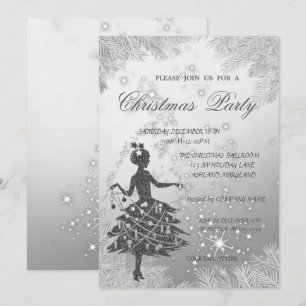 SilverTree Branches,Girl Corporate Christmas Party Invitation