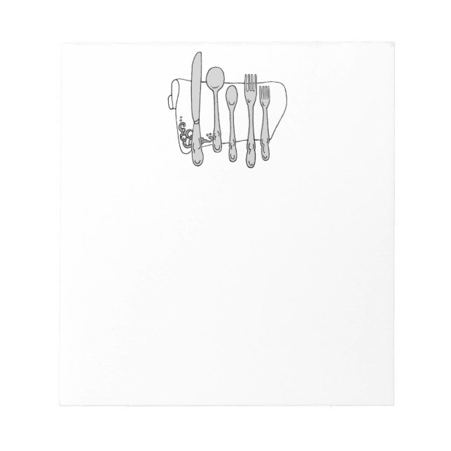 Silverware Black White Design Notepad (Front)