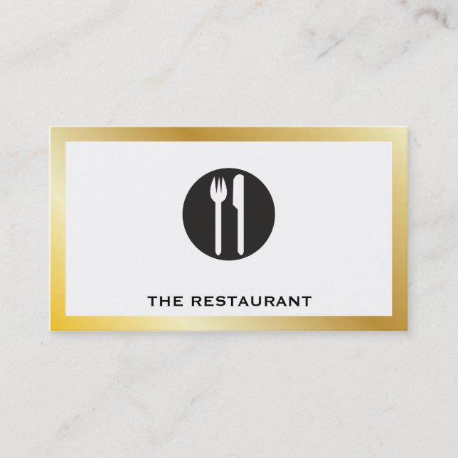 Silverware Gold Border Business Card (Front)