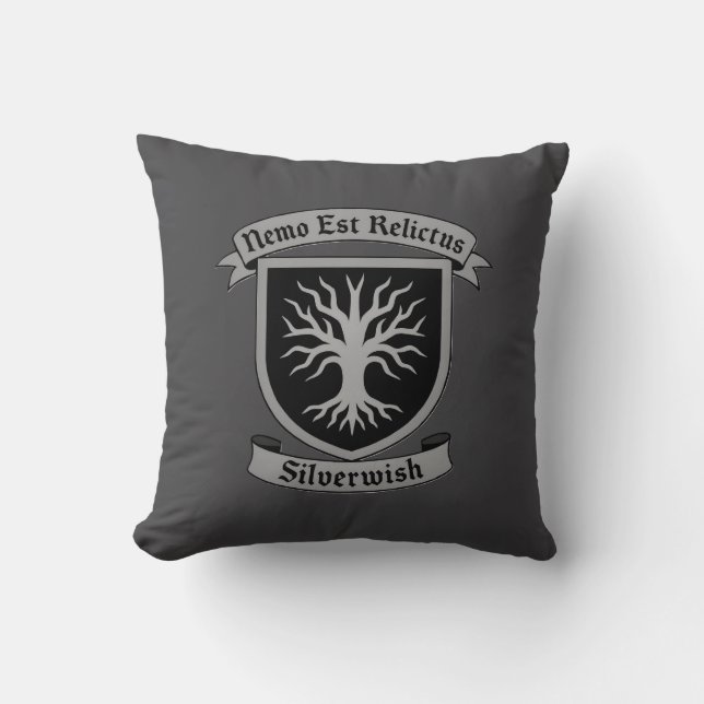 SilverWish Guild Crest and motto:Original Colours Throw Pillow (Front)