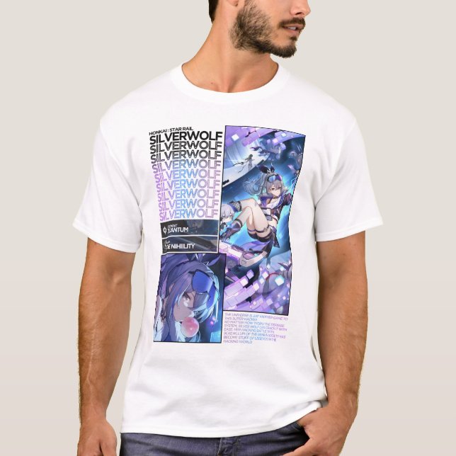 Silverwolf Character Info - Honkai Star Rail T-Shirt (Front)
