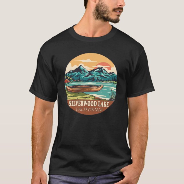 Silverwood Lake California Boating Fishing Emblem T-Shirt (Front)